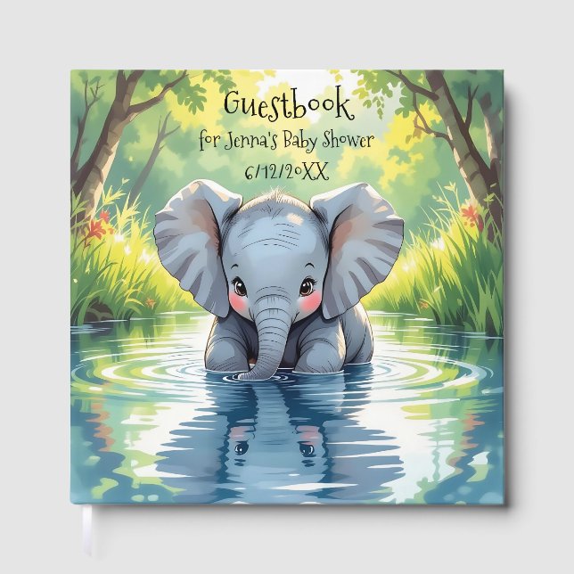 Adorable Baby Elephant and Reflection Gästebuch (Vorderseite)