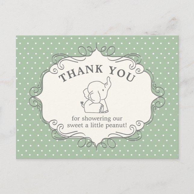 Adorable Baby Elephant | Babydusche Vielen Dank Postkarte (Vorderseite)