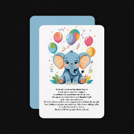 Adorable Baby Elephant Balloons Babydusche Dankeskarte