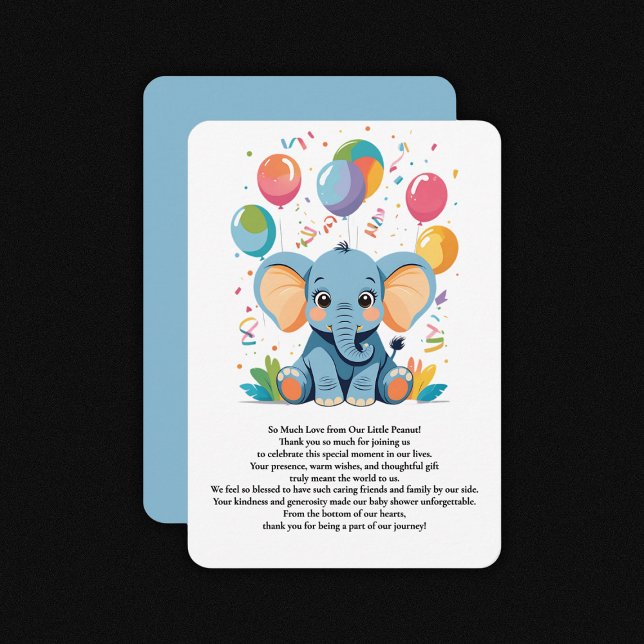 Adorable Baby Elephant Balloons Babydusche Dankeskarte (Von Creator hochgeladen)