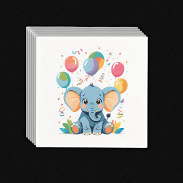 Adorable Baby Elephant Balloons Babydusche Serviette