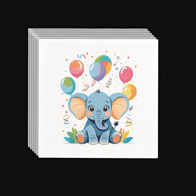 Adorable Baby Elephant Balloons Babydusche Serviette (Von Creator hochgeladen)