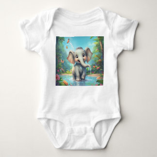 Adorable Baby Elephant Design Baby Strampler