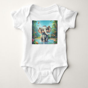 Adorable Baby Elephant Design Strampler