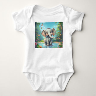 Adorable Baby Elephant Design Strampler
