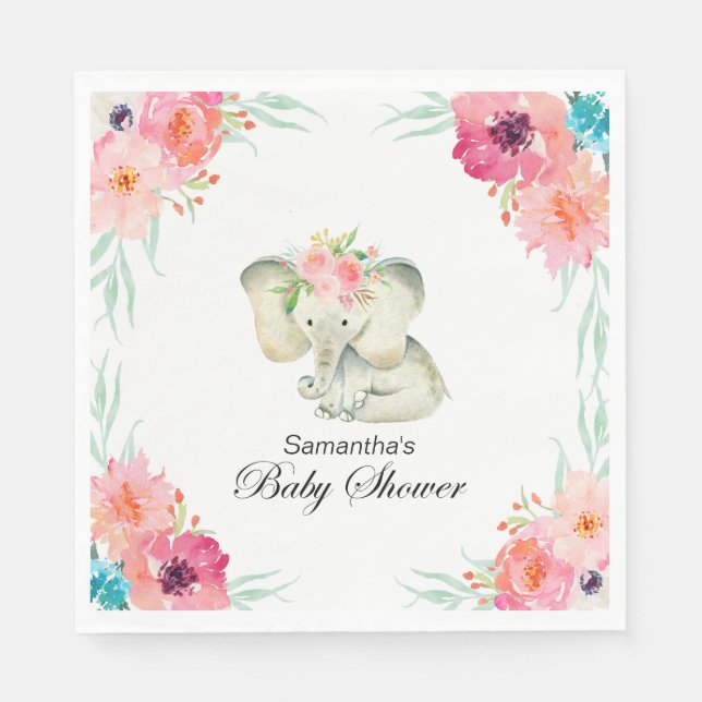 Adorable Baby Elephant Girl Baby Dusche Serviette (Vorderseite)