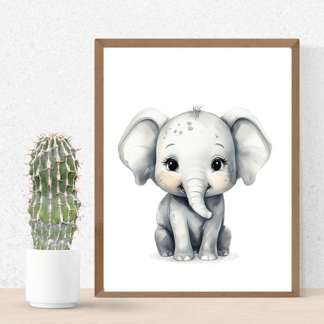 Adorable Baby Elephant Kinderzimmer Dschungelthema Poster (Von Creator hochgeladen)