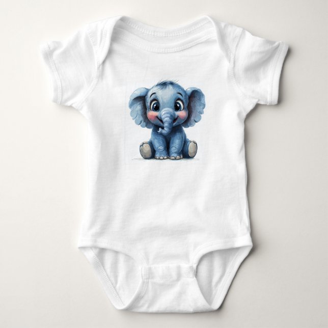 Adorable Baby Elephant mit Big Eyes Strampler (Vorderseite)