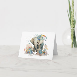 Adorable Baby Elephant mit Blume BLANK Karte