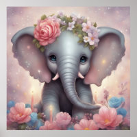 Adorable Baby Elephant mit Blume
