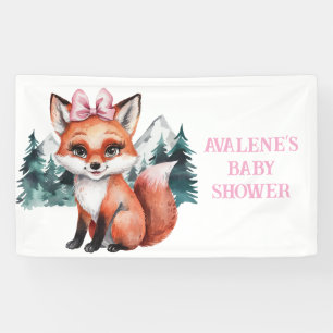 Adorable Baby Fox Watercolor Girl Babydusche Banner