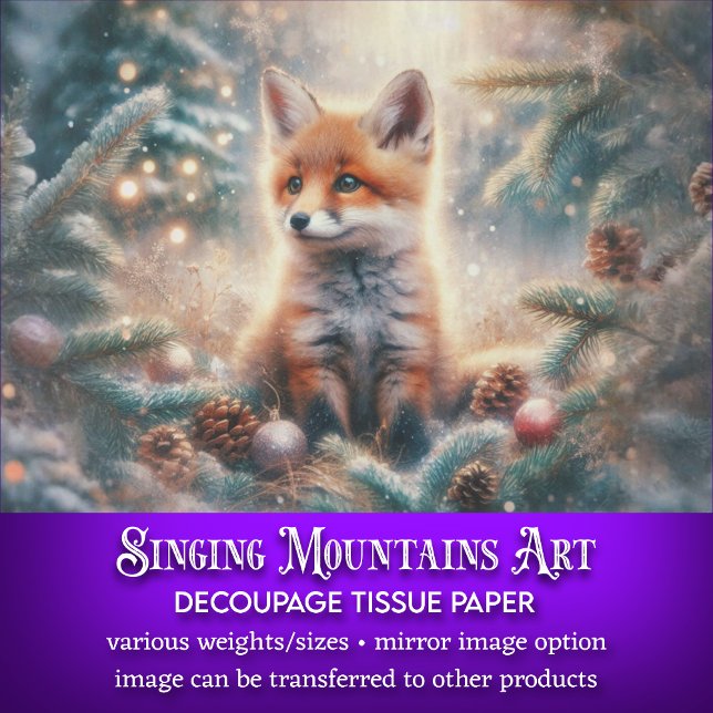 Adorable Baby Fox Winter Wonderland Decoupage Seidenpapier (Von Creator hochgeladen)