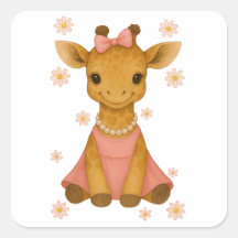 Adorable Baby Giraffe in Pink Girl Babydusche