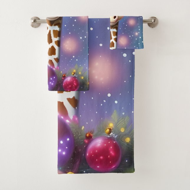 Adorable Baby Giraffe mit Holly und Glitzer Badhandtuch Set (Insitu)