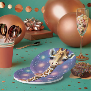 Adorable Baby Giraffe mit Holly und Glitzer Pappteller