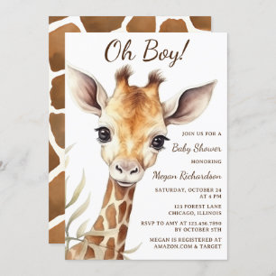 Adorable Baby Giraffe Oh Boy Baby Dusche Einladung
