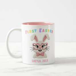 Adorable Baby Girl Boy First Easter Bunny Name Zweifarbige Tasse