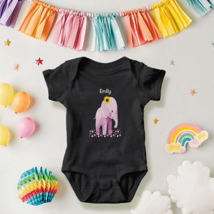 Adorable Baby Girl Elefant mit Namen Strampler
