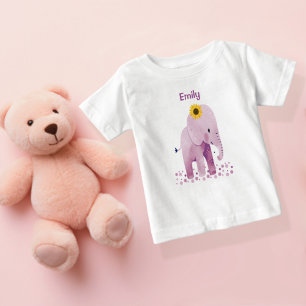 Adorable Baby Girl Elefant mit Namen T-shirt