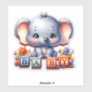Adorable Baby Girl Elephant Speller Aufkleber