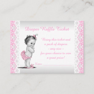 Adorable Baby Girl Pink Diaper Raffel Ticket Begleitkarte