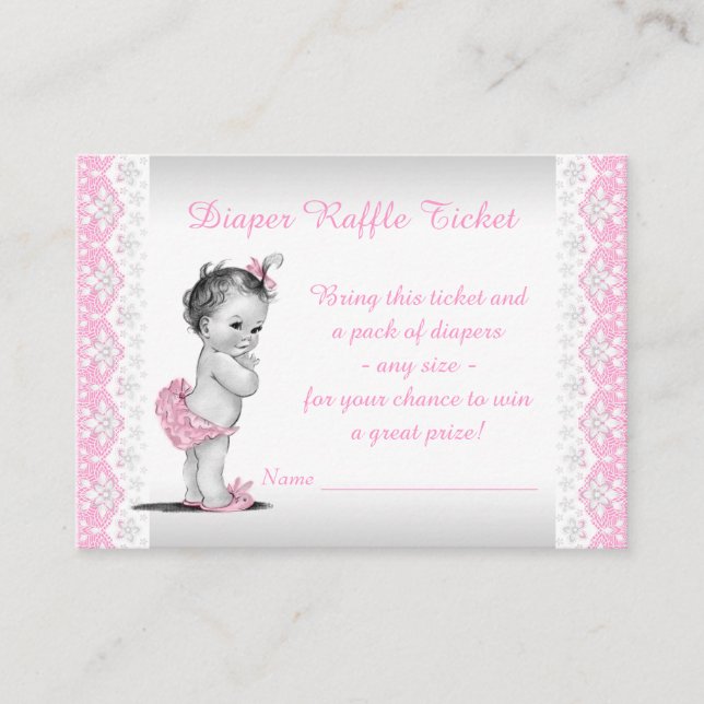 Adorable Baby Girl Pink Diaper Raffel Ticket Begleitkarte (Vorderseite)