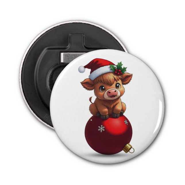 adorable baby highland cow sitting flaschenöffner (Vorderseite)