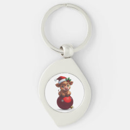 adorable baby highland cow sitting schlüsselanhänger