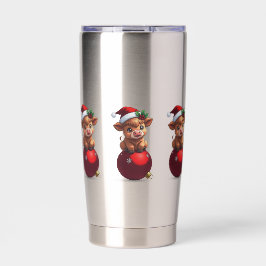 adorable baby highland cow sitting thermobecher