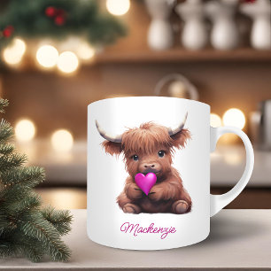 Adorable Baby Highland Kuh Herz Kaffeetasse