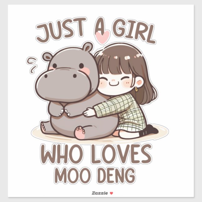 Adorable Baby Hippo, Jus A Girl, der Moo Deng Lieb Aufkleber (Blatt)