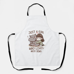 Adorable Baby Hippo, Jus A Girl, der Moo Deng Lieb Schürze