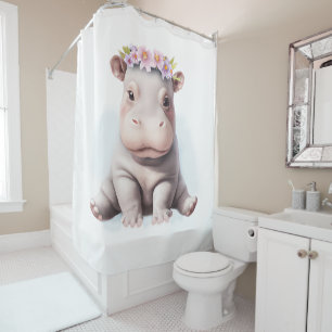 Adorable Baby Hippopotamus Duschvorhang