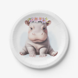 Adorable Baby Hippopotamus Pappteller