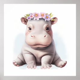 Adorable Baby Hippopotamus Poster