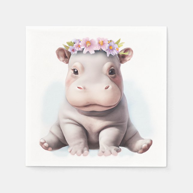 Adorable Baby Hippopotamus Serviette (Vorderseite)
