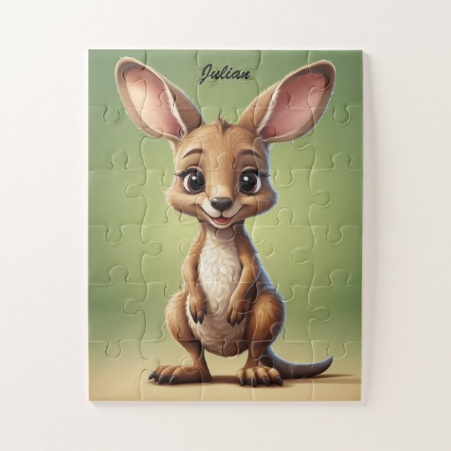 Adorable Baby Känguru personalisiert Puzzle (Vertikal)