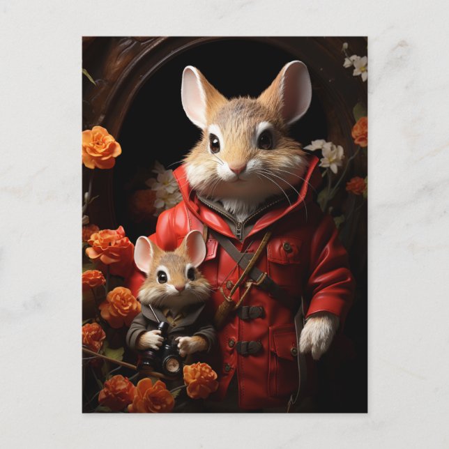 Adorable Baby Kaninchen in Bekleidung Postkarte (Vorderseite)