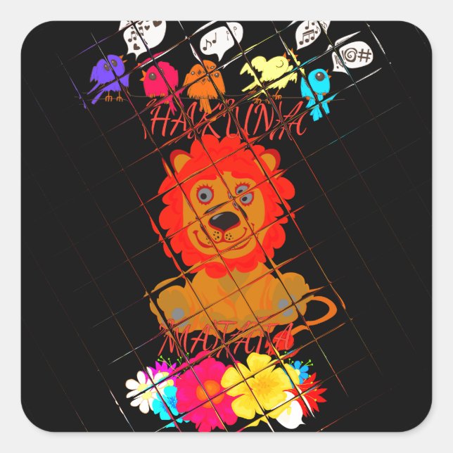 Adorable Baby Lion Art Design Motif Quadratischer Aufkleber (Vorderseite)