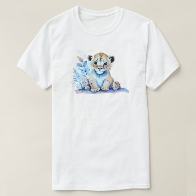 Adorable Baby Lion Cub Umgeben von Blätter und Fl T-Shirt (Design vorne)