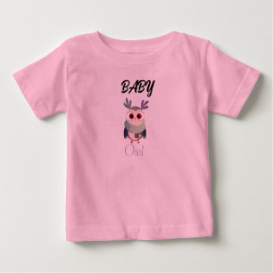 Adorable Baby Owl Graphic Black T - Shirt - Niedli