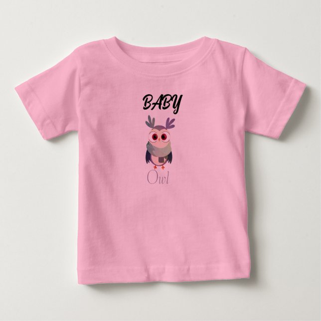 Adorable Baby Owl Graphic Black T - Shirt - Niedli (Vorderseite)