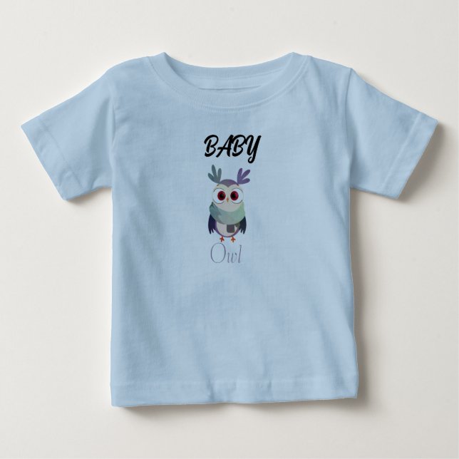 Adorable Baby Owl Graphic Black T - Shirt - Niedli (Vorderseite)