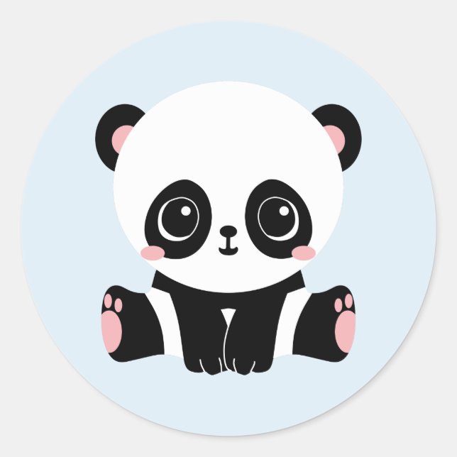 Adorable Baby Panda auf Blue Stickers (6 Aufkleber (Vorderseite)