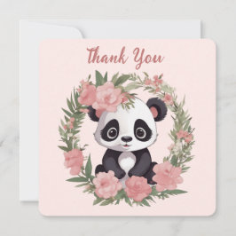 Adorable Baby Panda Bär mit Blume Dankeskarte