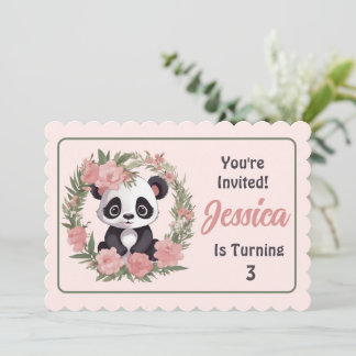 Adorable Baby Panda Bär mit Blume Einladung