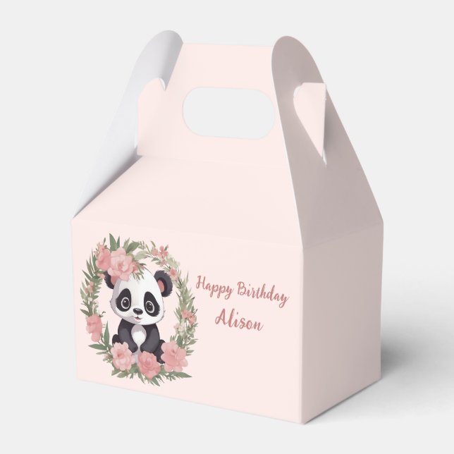 Adorable Baby Panda Bär mit Blume Geschenkschachtel (Vorderseite)