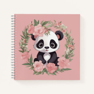 Adorable Baby Panda Bär mit Blume Notizbuch