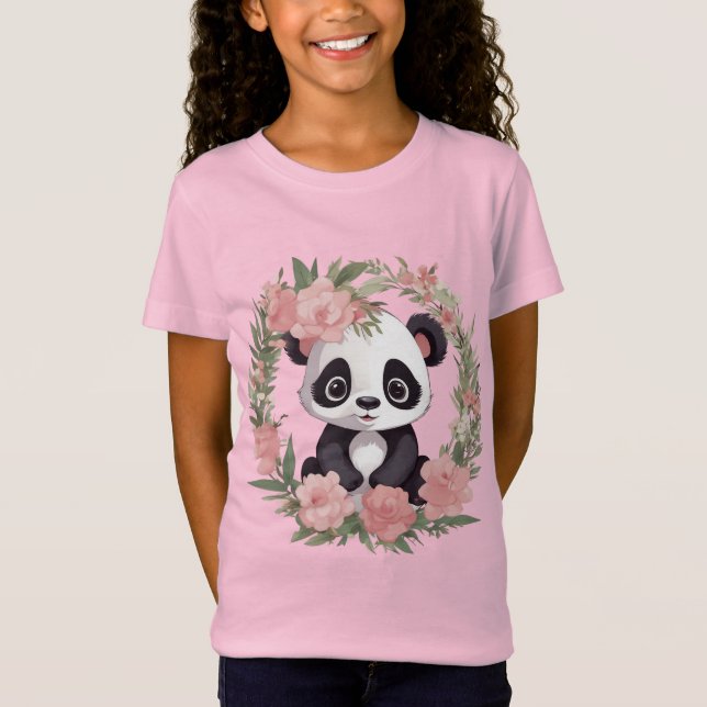 Adorable Baby Panda Bär mit Blume T-Shirt (Vorderseite)