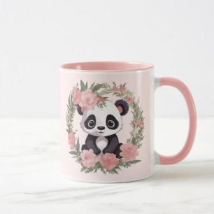 Adorable Baby Panda Bär mit Blume Tasse